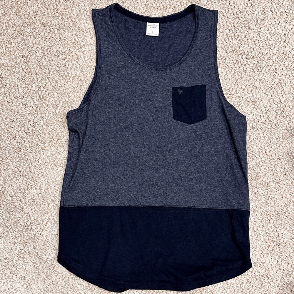 Like New Abercrombie & Fitch Mens Heathered & Solid Navy Blue Tank Top, S
